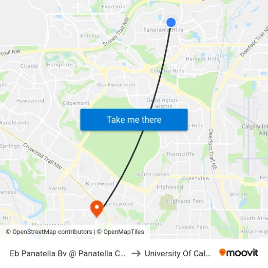 Eb Panatella Bv @ Panatella Cl NW to University Of Calgary map