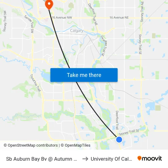 Sb Auburn Bay Bv @ Autumn Gr SE to University Of Calgary map
