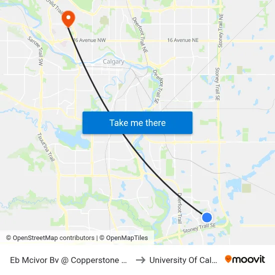 Eb Mcivor Bv @ Copperstone Ga SE to University Of Calgary map