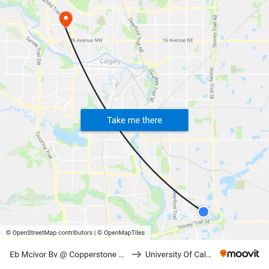 Eb Mcivor Bv @ Copperstone St SE to University Of Calgary map