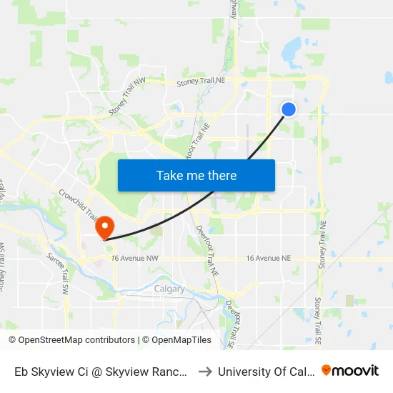 Eb Skyview Ci @ Skyview Ranch Dr NE to University Of Calgary map