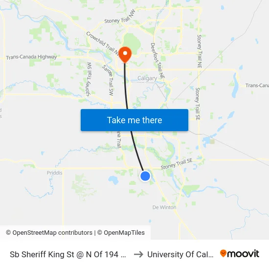 Sb Sheriff King St @ N Of 194 Av SW to University Of Calgary map
