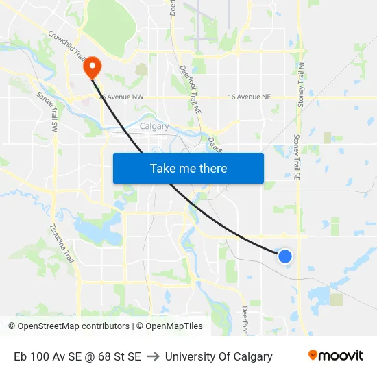 Eb 100 Av SE @ 68 St SE to University Of Calgary map