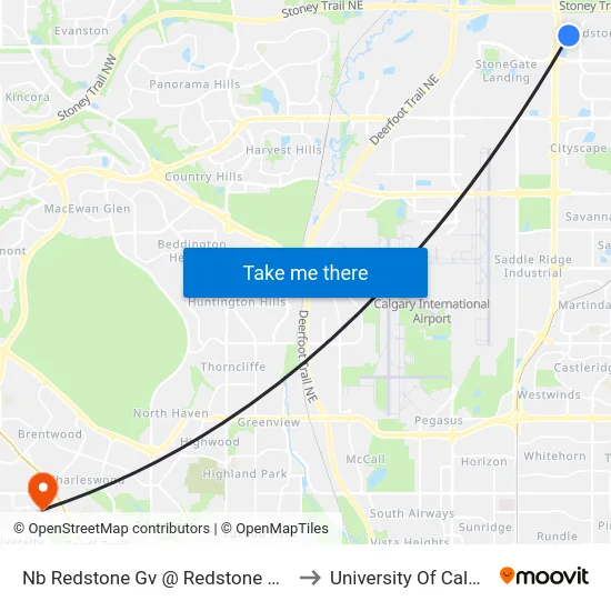 Nb  Redstone Gv @  Redstone VI NE to University Of Calgary map