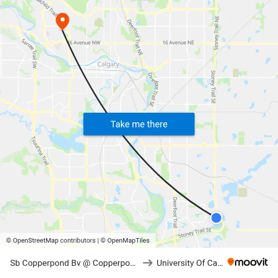 Sb Copperpond Bv @ Copperpond Ln SE to University Of Calgary map