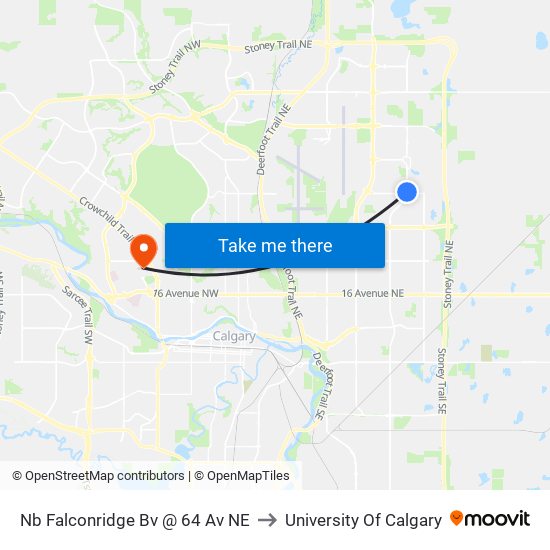 Nb Falconridge Bv @ 64 Av NE to University Of Calgary map