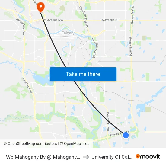 Wb Mahogany Bv @ Mahogany Ht SE to University Of Calgary map
