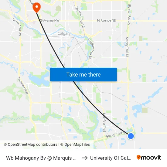 Wb Mahogany Bv @ Marquis Gr SE to University Of Calgary map