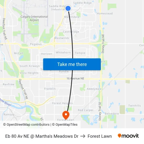 Eb 80 Av NE @ Martha's Meadows Dr to Forest Lawn map