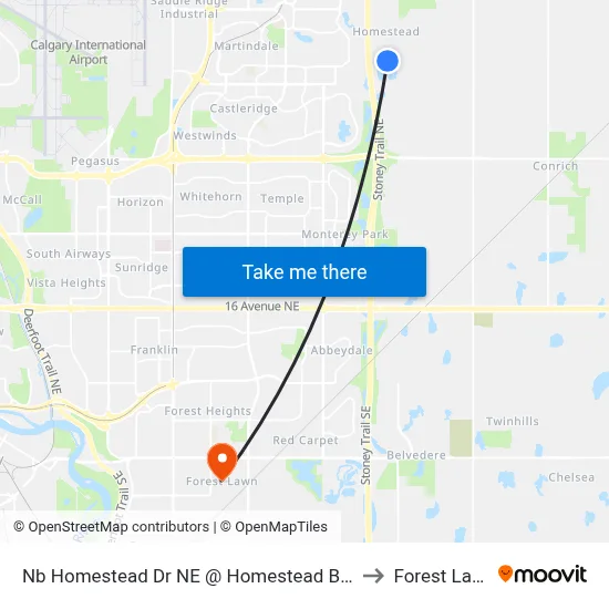 Nb Homestead Dr NE @ Homestead Bv NE to Forest Lawn map