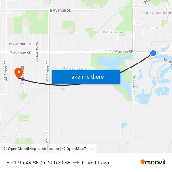 Eb 17th Av SE @ 70th St SE to Forest Lawn map