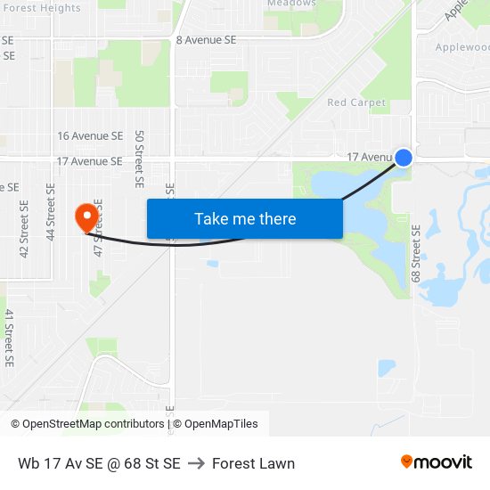 Wb 17 Av SE @ 68 St SE to Forest Lawn map