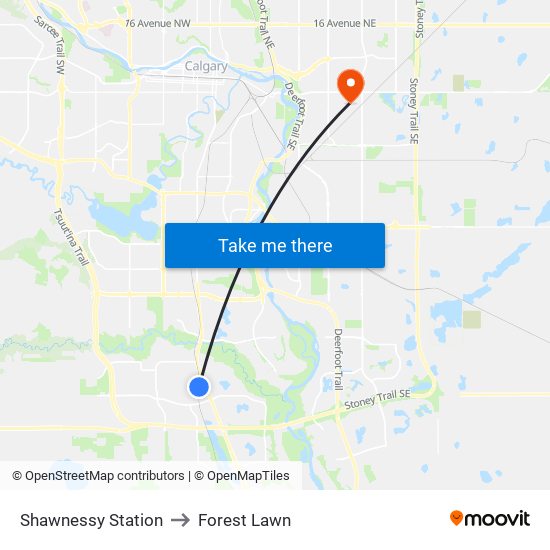 Shawnessy Station to Forest Lawn map