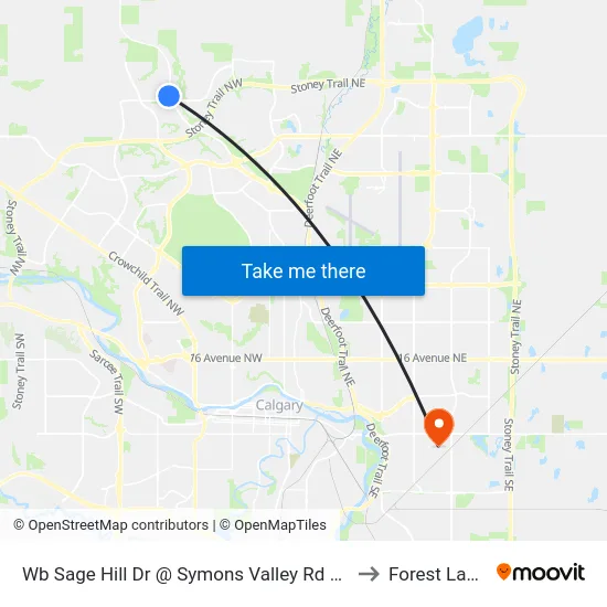 Wb Sage Hill Dr @ Symons Valley Rd NW to Forest Lawn map