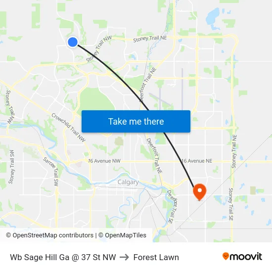 Wb Sage Hill Ga @ 37 St NW to Forest Lawn map