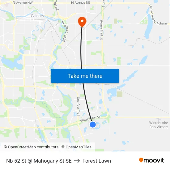 Nb 52 St @ Mahogany St SE to Forest Lawn map
