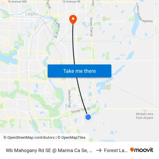 Wb Mahogany Rd SE @ Marina Ca Se, Farside to Forest Lawn map