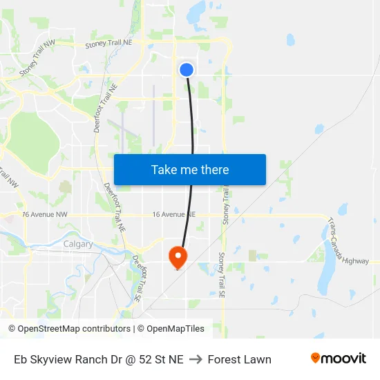 Eb Skyview Ranch Dr @ 52 St NE to Forest Lawn map