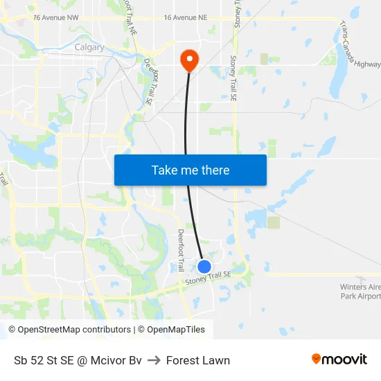 Sb 52 St SE @ Mcivor Bv to Forest Lawn map