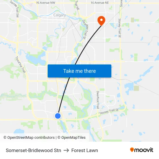 Somerset-Bridlewood Stn to Forest Lawn map