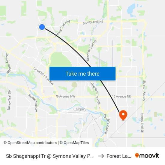 Sb Shaganappi Tr @ Symons Valley Py NW to Forest Lawn map