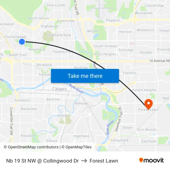 Nb 19 St NW @ Collingwood Dr to Forest Lawn map