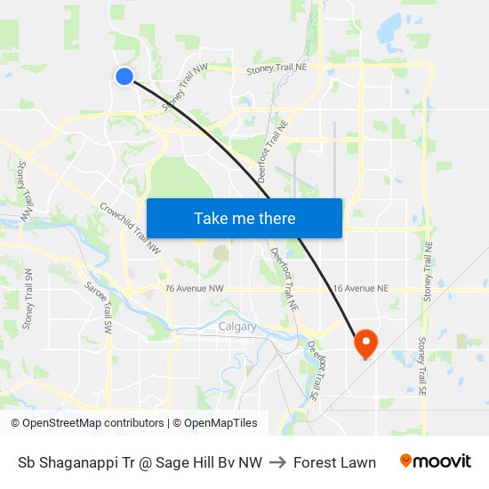 Sb Shaganappi Tr @ Sage Hill Bv NW to Forest Lawn map