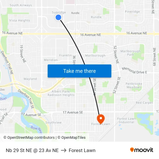 Nb 29 St NE @ 23 Av NE to Forest Lawn map