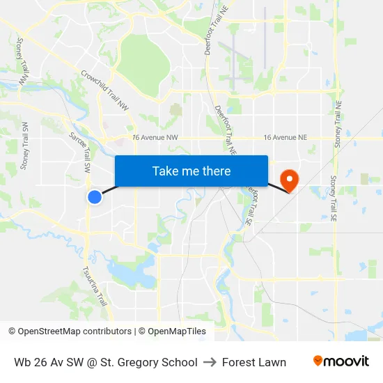 Wb 26 Av SW @ St. Gregory School to Forest Lawn map