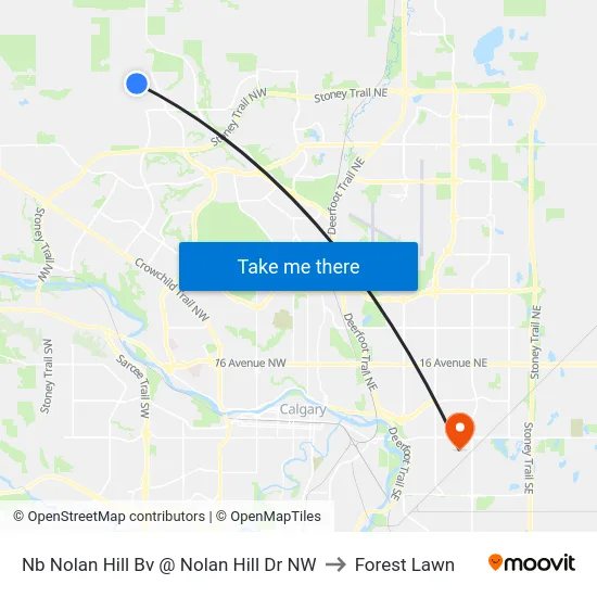 Nb Nolan Hill Bv @ Nolan Hill Dr NW to Forest Lawn map