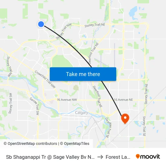 Sb Shaganappi Tr @ Sage Valley Bv NW to Forest Lawn map