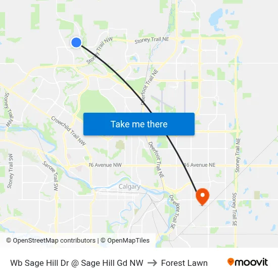 Wb Sage Hill Dr @ Sage Hill Gd NW to Forest Lawn map