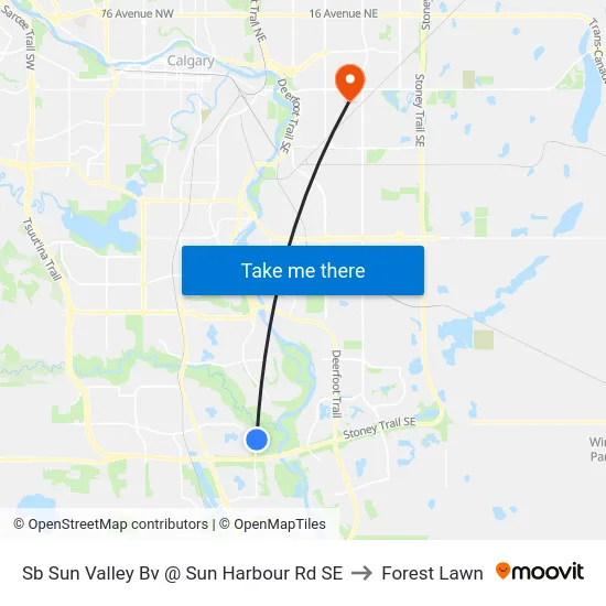 Sb Sun Valley Bv @ Sun Harbour Rd SE to Forest Lawn map