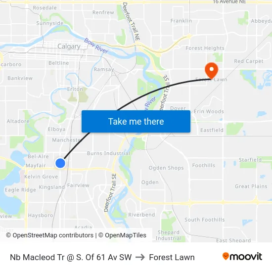 Nb Macleod Tr @ S. Of 61 Av SW to Forest Lawn map