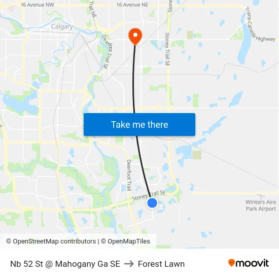 Nb 52 St @ Mahogany Ga SE to Forest Lawn map