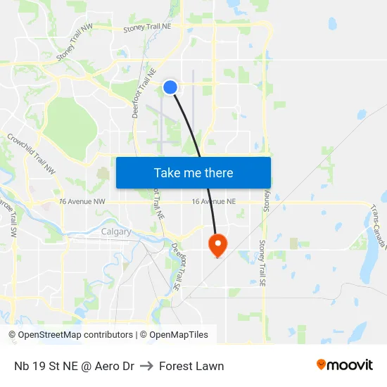 Nb 19 St NE @ Aero Dr to Forest Lawn map