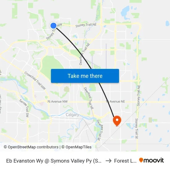 Eb Evanston Wy @ Symons Valley Py (South Leg)  NW to Forest Lawn map