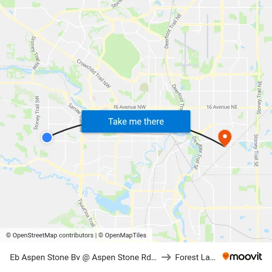 Eb Aspen Stone Bv @ Aspen Stone Rd SW to Forest Lawn map
