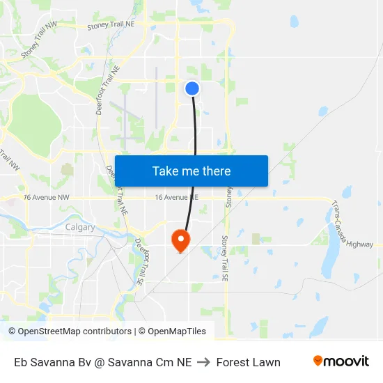 Eb Savanna Bv @ Savanna Cm NE to Forest Lawn map