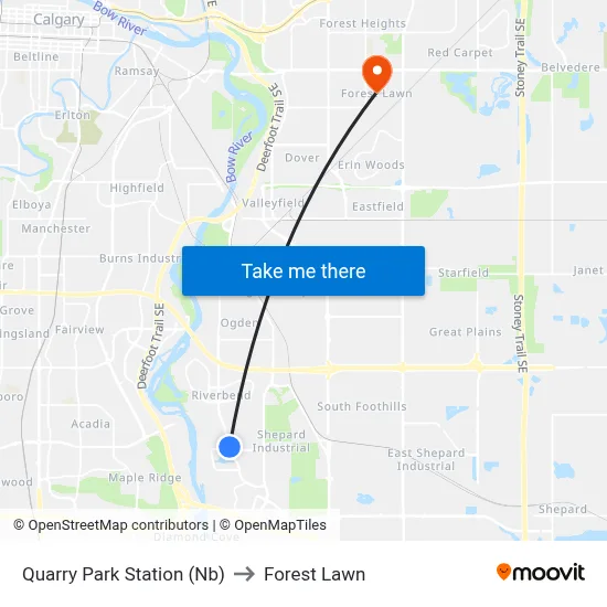 Quarry Park Station (Nb) to Forest Lawn map