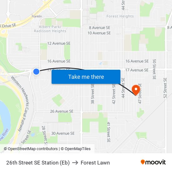 26th Street SE Station (Eb) to Forest Lawn map