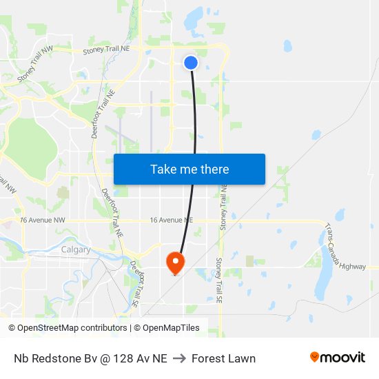 Nb Redstone Bv @ 128 Av NE to Forest Lawn map