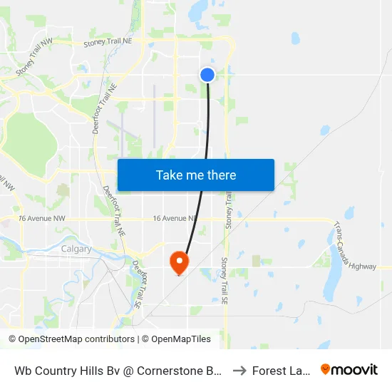 Wb Country Hills Bv @ Cornerstone Bv NE to Forest Lawn map