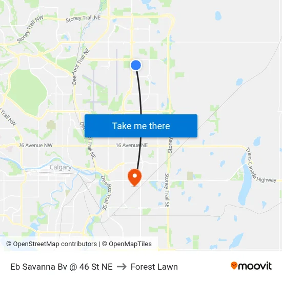 Eb Savanna Bv @ 46 St NE to Forest Lawn map