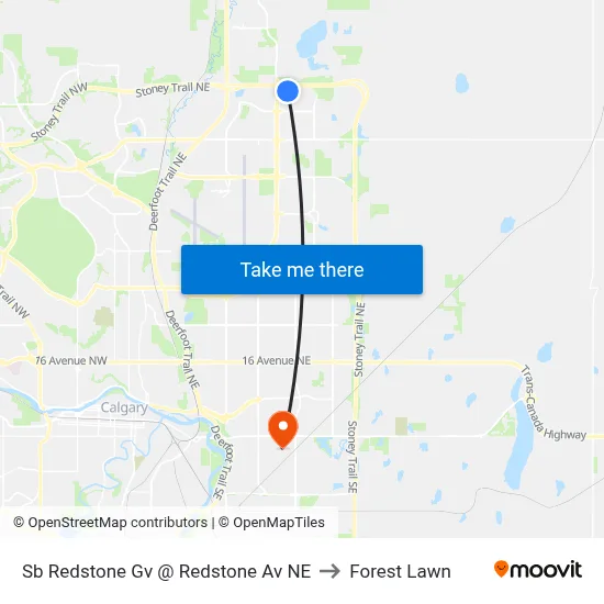 Sb Redstone Gv @ Redstone Av NE to Forest Lawn map