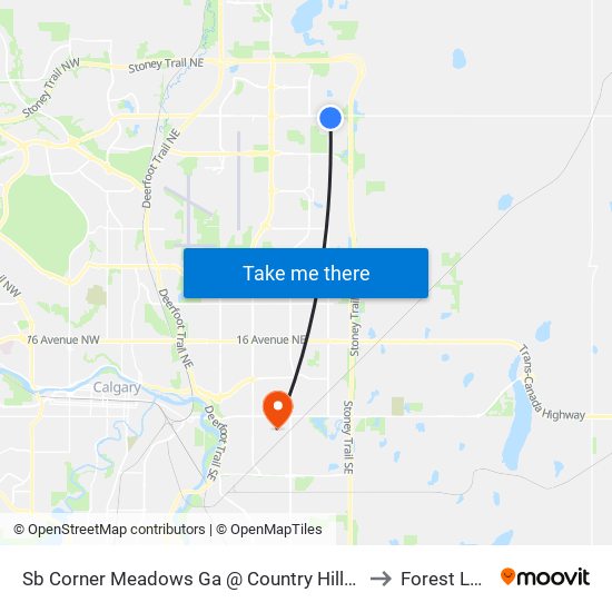 Sb Corner Meadows Ga @ Country Hills Bv NE to Forest Lawn map