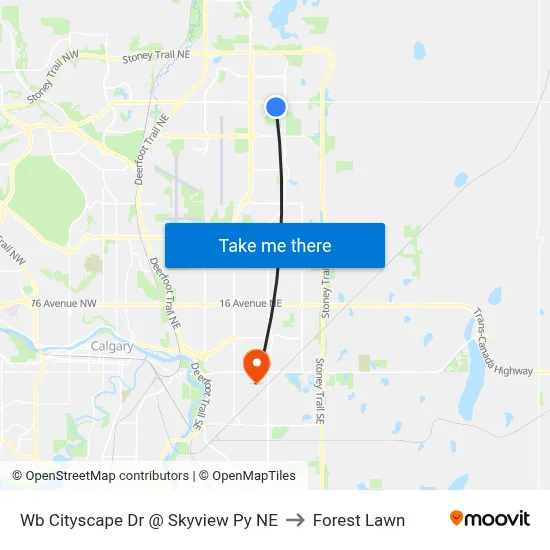 Wb Cityscape Dr @ Skyview Py NE to Forest Lawn map