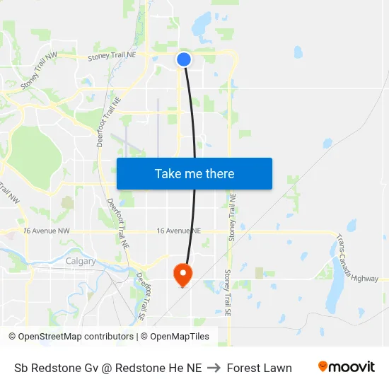 Sb Redstone Gv @ Redstone He NE to Forest Lawn map