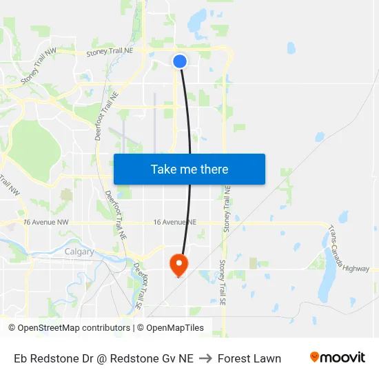 Eb Redstone Dr @ Redstone Gv NE to Forest Lawn map