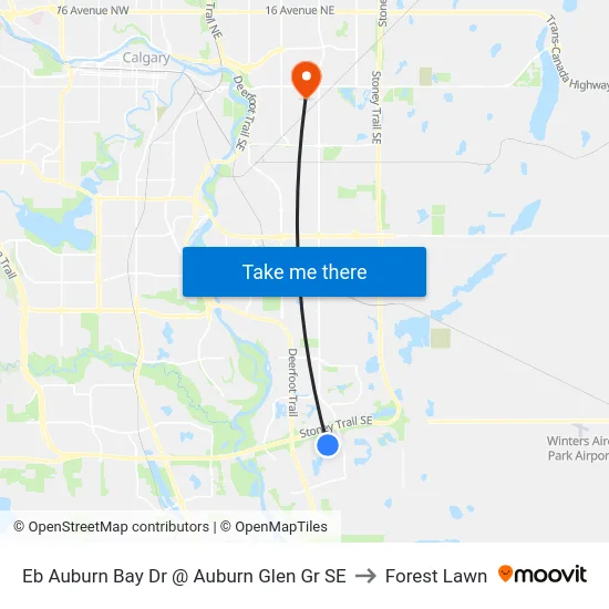 Eb Auburn Bay Dr @ Auburn Glen Gr SE to Forest Lawn map